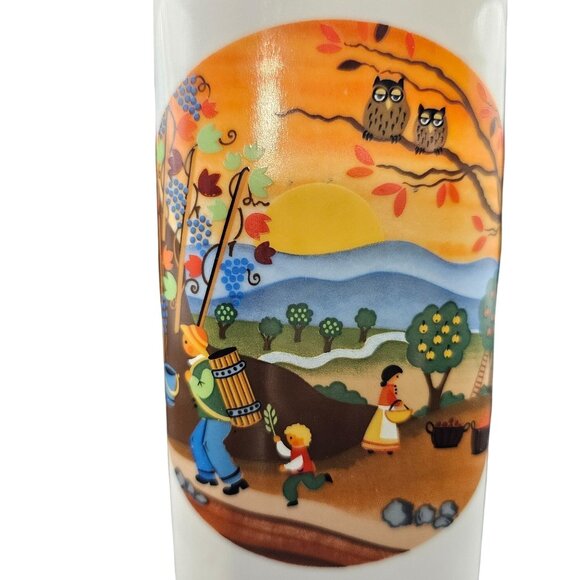 Vintage Reutter Porzellan West Germany Fall Scene Vase - Picture 2 of 14